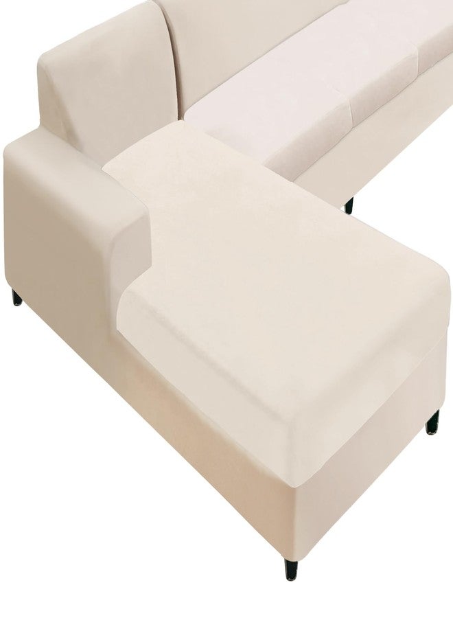 NAISI Sectional Couch Cover 1 Piece Velvet Separate Chaise Lounge Cover Soft Stretch Sofa Slipcovers for Left/Right Chaise Sectional Couch(Chaise Lounge,Beige) - Image 1
